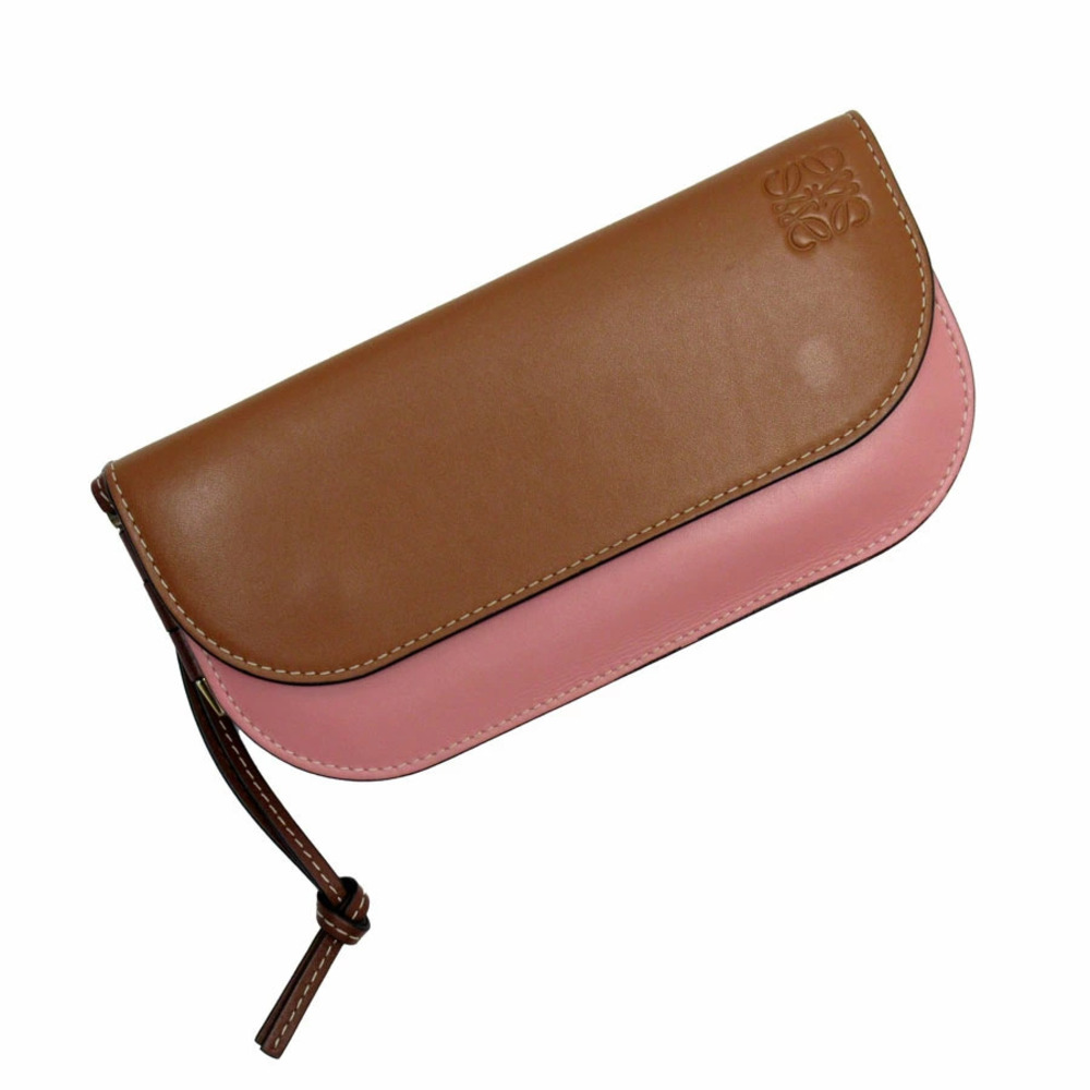Loewe Gate Continental Wallet Leather Brown Pink Gold